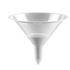 A plastic funnel for liquids, medium-sized, isolated on a empty plain background