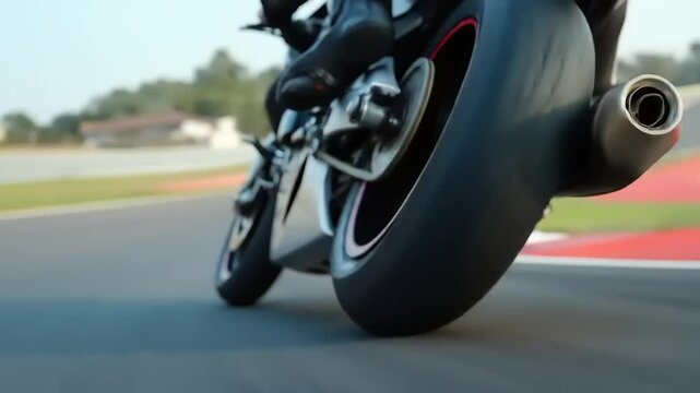 Motorcycle Race Track Speed Lean.