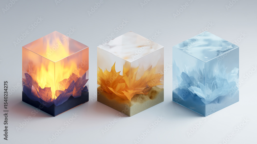 Aufkleber Cubes demonstrate the transformation of smart materials that exhibit shape memory properties.