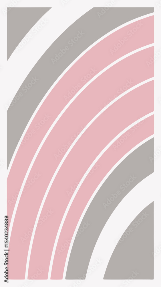 Poster abstract modern design featuring pink and gray arching curved lines on transparency