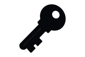 Key icon vector silhouette, Vintage antique key silhouette black