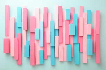 Obraz premium Pastel-colored rectangular blocks arranged in a horizontal pattern against a light background