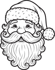 Detailed monochrome drawing of Santa Claus's face with a festive hat