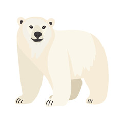 Cute polar bear. Flat vector clipart, illustration with isolated background.