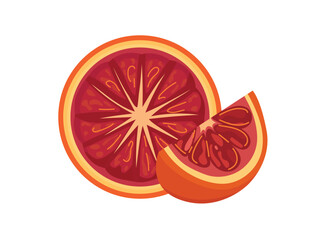 Blood Orange. Flat vector clipart, illustration with isolated background.