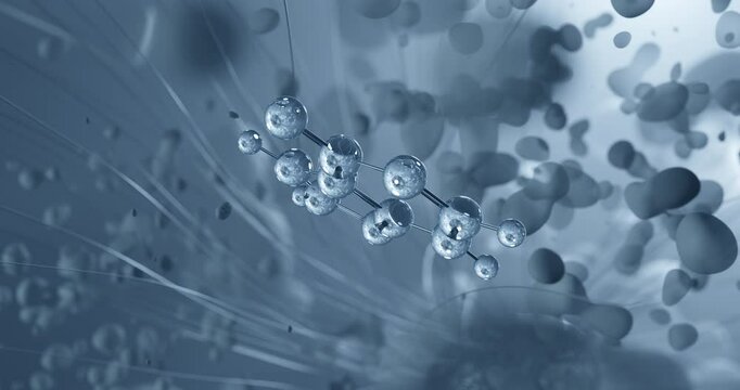 Hypoxanthine rotating molecular 3d structure ball-and-stick model, looped video purine derivative
