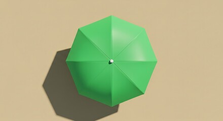 Overhead View of a Bright Green Beach Umbrella