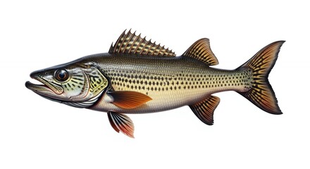 Detailed Illustration of a Spotted Fish with Vivid Fin Details