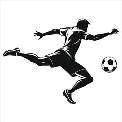 Dynamic Football Player Mid-Air Volley Kick Vector Illustration © Pixel Art