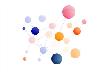 Abstract machine learning diagram with colorful nodes and connections