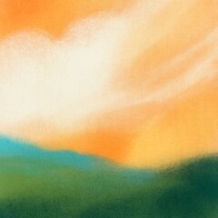 Beautiful hand painted landscape. Soft pastel on paper. Versatile artistic image for creative design projects: posters, banners, websites, cards, prints, wallpapers. Artist-made art.