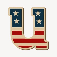 Patriotic letter U illustration