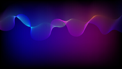 Flowing particle wave lines, abstract vector background, futuristic technology relaxation wallpaper.