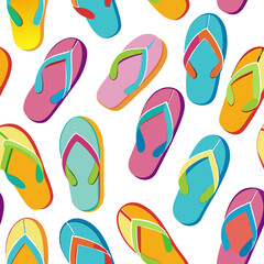 Colorful Flip Flop Pattern on white Background Perfect for Summer Designs