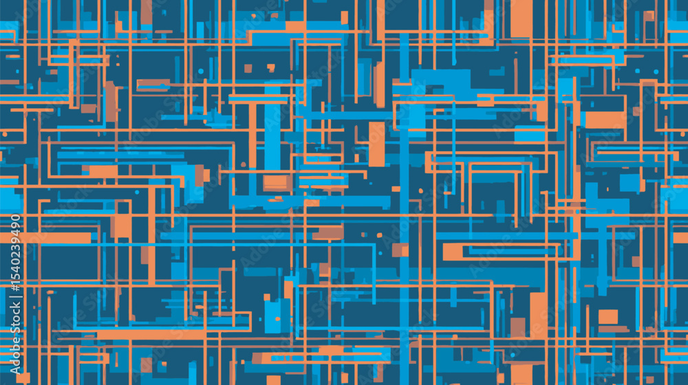 Poster abstract geometric lines intersect creating network pattern against dark background.