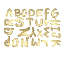 Creative Cursive Line Style Alphabet,Gold Foil Hand Drawn Alphabet