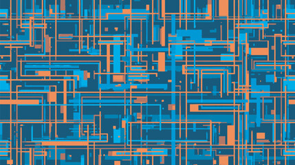 Abstract geometric lines intersect creating network pattern against dark background.