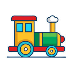 Naklejka premium Cartoon train engine with a steam cloud, simple illustration for kids