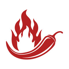 Red Chili Pepper with Flames on White Background spice 1