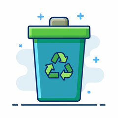 Cartoon Recycling Bin Illustration for Sustainable Waste Management and Environmental Awareness