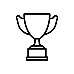 Trophy Icon in Silhouette Style with Bold Black Line Art on White Background Representing Victory, Achievement, Award Recognition, and Success in Competitions, Sports, Business, and Academic Events