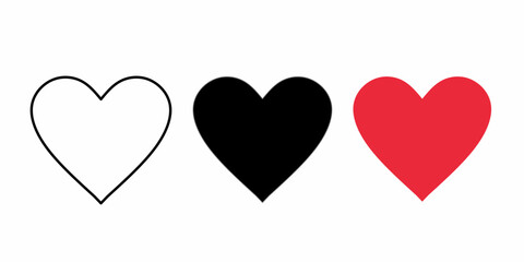 heart set in red color vector illustration. Love symbol icon set vector.