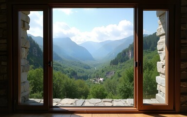 Window view of the valley. High quality