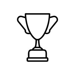 Trophy Icon in Silhouette Style with Bold Black Line Art on White Background Representing Victory, Achievement, Award Recognition, and Success in Competitions, Sports, Business, and Academic Events