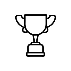 Trophy Icon in Silhouette Style with Bold Black Line Art on White Background Representing Victory, Achievement, Award Recognition, and Success in Competitions, Sports, Business, and Academic Events