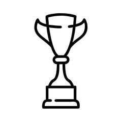 Trophy Icon in Silhouette Style with Bold Black Line Art on White Background Representing Victory, Achievement, Award Recognition, and Success in Competitions, Sports, Business, and Academic Events