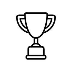 Trophy Icon in Silhouette Style with Bold Black Line Art on White Background Representing Victory, Achievement, Award Recognition, and Success in Competitions, Sports, Business, and Academic Events
