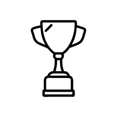 Trophy Icon in Silhouette Style with Bold Black Line Art on White Background Representing Victory, Achievement, Award Recognition, and Success in Competitions, Sports, Business, and Academic Events