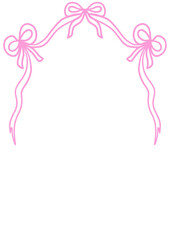 Whimsical lavender bow frame with flowing ribbons, perfect for invitations, greeting cards, scrapbooking, and cute feminine designs. Coquette and pastel aesthetic