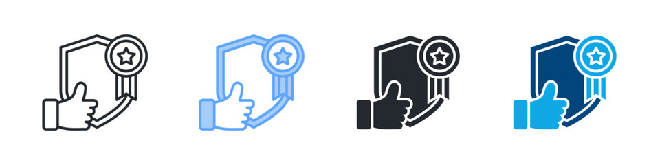Guarantee Icon Set Multiple Style. Design In Outline, Blue, Glyph, Dual Tone