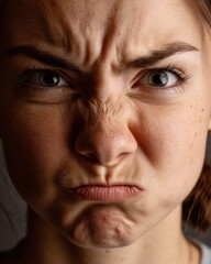 Obraz premium Close Up Portrait of an Angry Young Woman