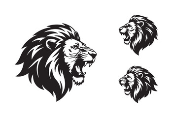Majestic Lion Crest Vector – Symmetrical Black and White Silhouette  Design Isolated on Transparent Background