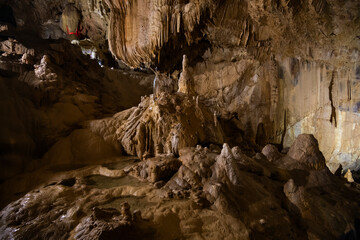 In one of the grottoes of the New Athos cave. Abkhazia