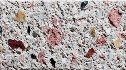 Byzantine concrete background with crushed brick aggregate in terracotta matrix, historical material science.