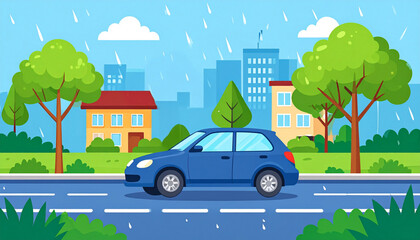 Rainy Street Vector Art