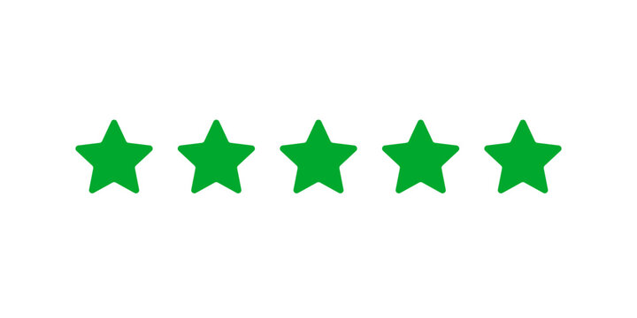 5 green stars vector icon