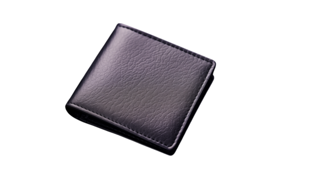 A close up shot of a gray wallet isolated on a black colored background