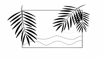 Minimalist Palm Leaves and Waves