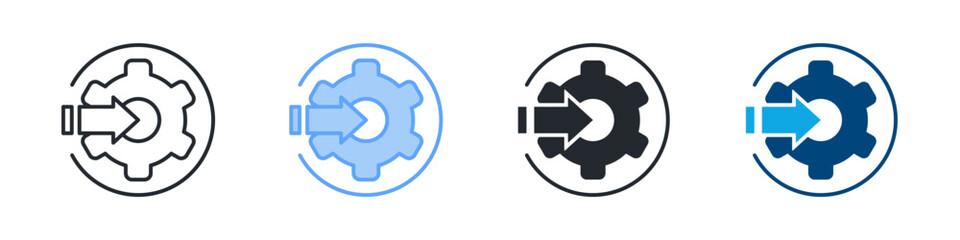 Integration Icon Set Multiple Style. Design In Outline, Blue, Glyph, Dual Tone