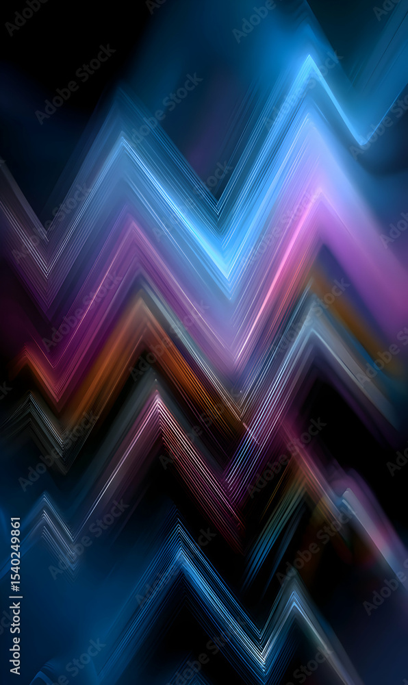 Poster dynamic vibrant zigzagging energy creating an abstract futuristic background illuminated with neon c