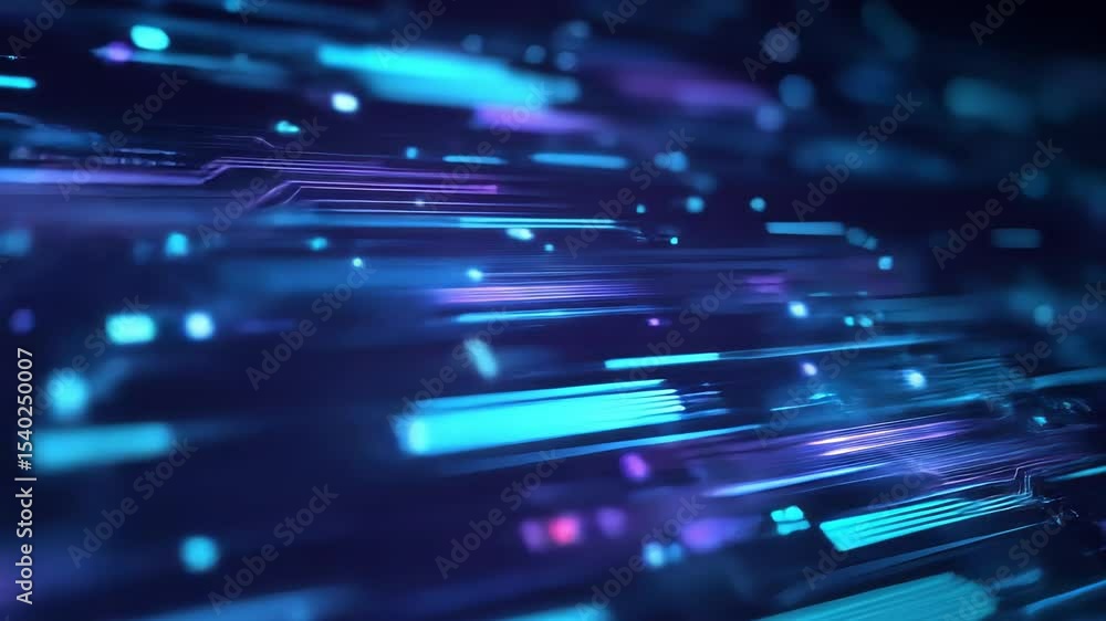 Poster futuristic digital background with glowing lines and data streams in blue and purple tones. concept 