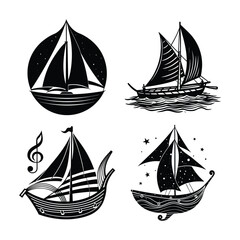 A cruise bundle ship silhouette on white background	