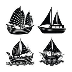 A cruise bundle ship silhouette on white background	