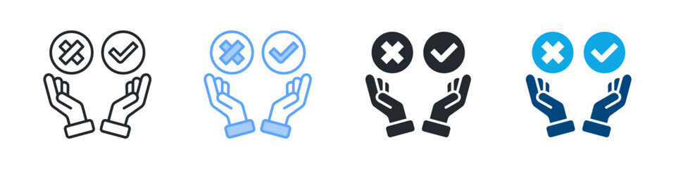 Decision Icon Set Multiple Style. Design In Outline, Blue, Glyph, Dual Tone