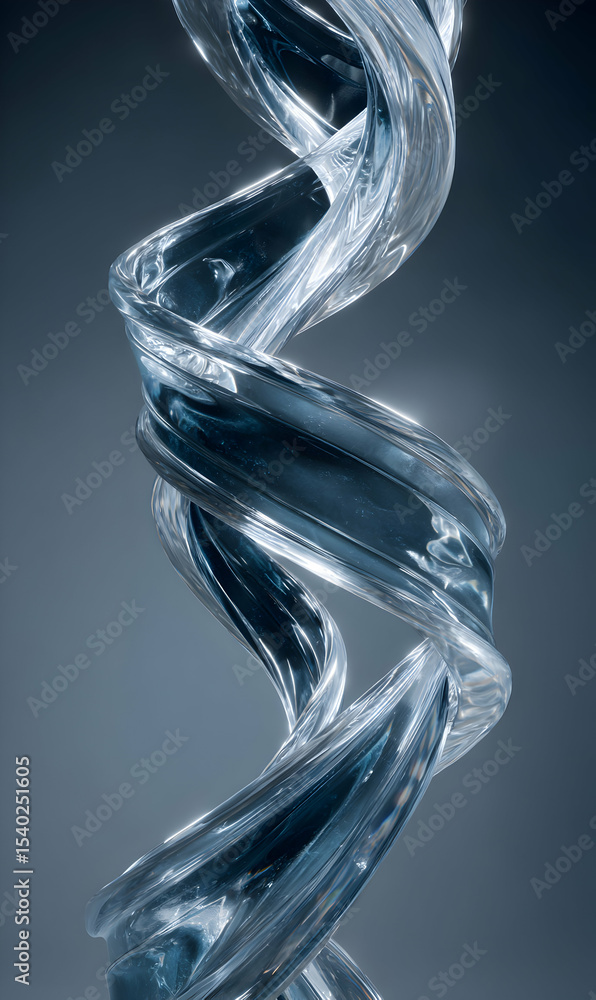 Poster captivating transparent twisting structure against soft gradient backdrop showcasing elegance and fl