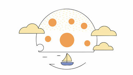 Minimalist Sailboat Sunset Illustration